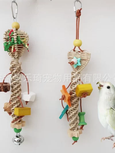 Natural Bamboo Rattan/Paper Weaving Cage Pet Bird Chewing Toys Parrot Cage Foraging Shredder Bird Accessories 앵무새용품