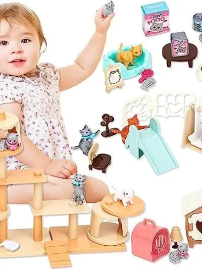 Children's Cat Toys Pretend Toys Cat Character Toy Set Children's Toys Interactive Cat Role Playing Realistic Cat Care Center