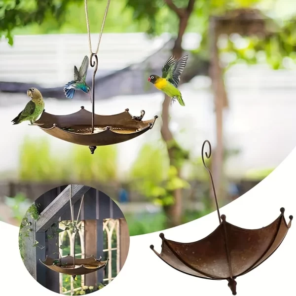 1 outdoor hanging bird feeder tray, bird bath, outdoor hummingbird feeder, metal tray, and water bowl - Image 2