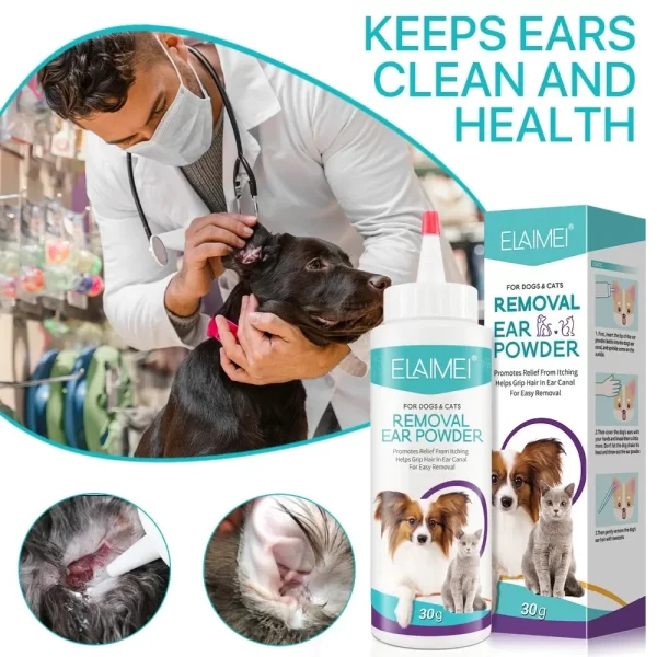 Pet Ear Powder Painless Ear Hair Removal Powder for Dogs and Pets Ear Cleaning Tool Ear Washing Powder for Removing Ear Hair 30g - Image 3