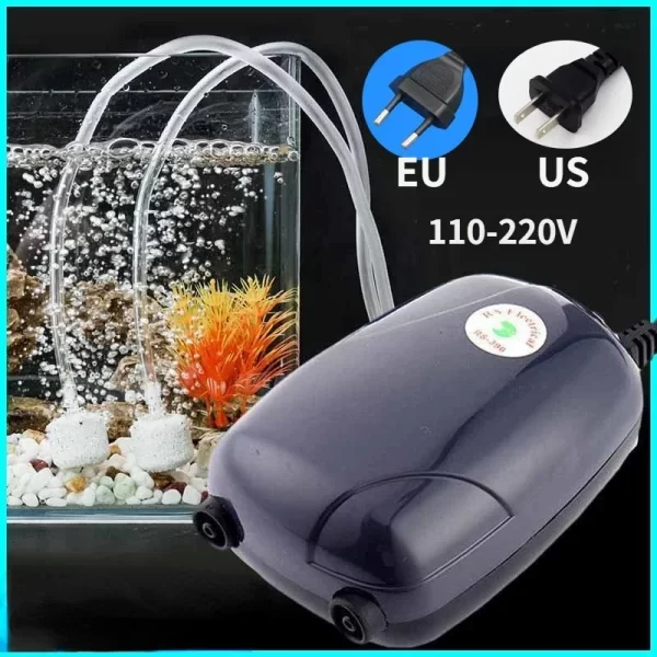Aquarium Air Pump Fish Tank Mini Compressor Single Double Outlet with Check Valve Tube Aquatic Accessories 220V 3W 5W - Image 2