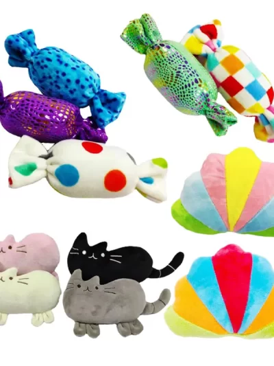 Cute Candy Pet Dog Plush Toy Squeaker Cat Chew Toys for Small Dog Training Squeeze Bite Resistant Sound Soft Shell