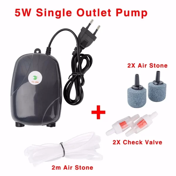Aquarium Air Pump Fish Tank Mini Compressor Single Double Outlet with Check Valve Tube Aquatic Accessories 220V 3W 5W - Image 16