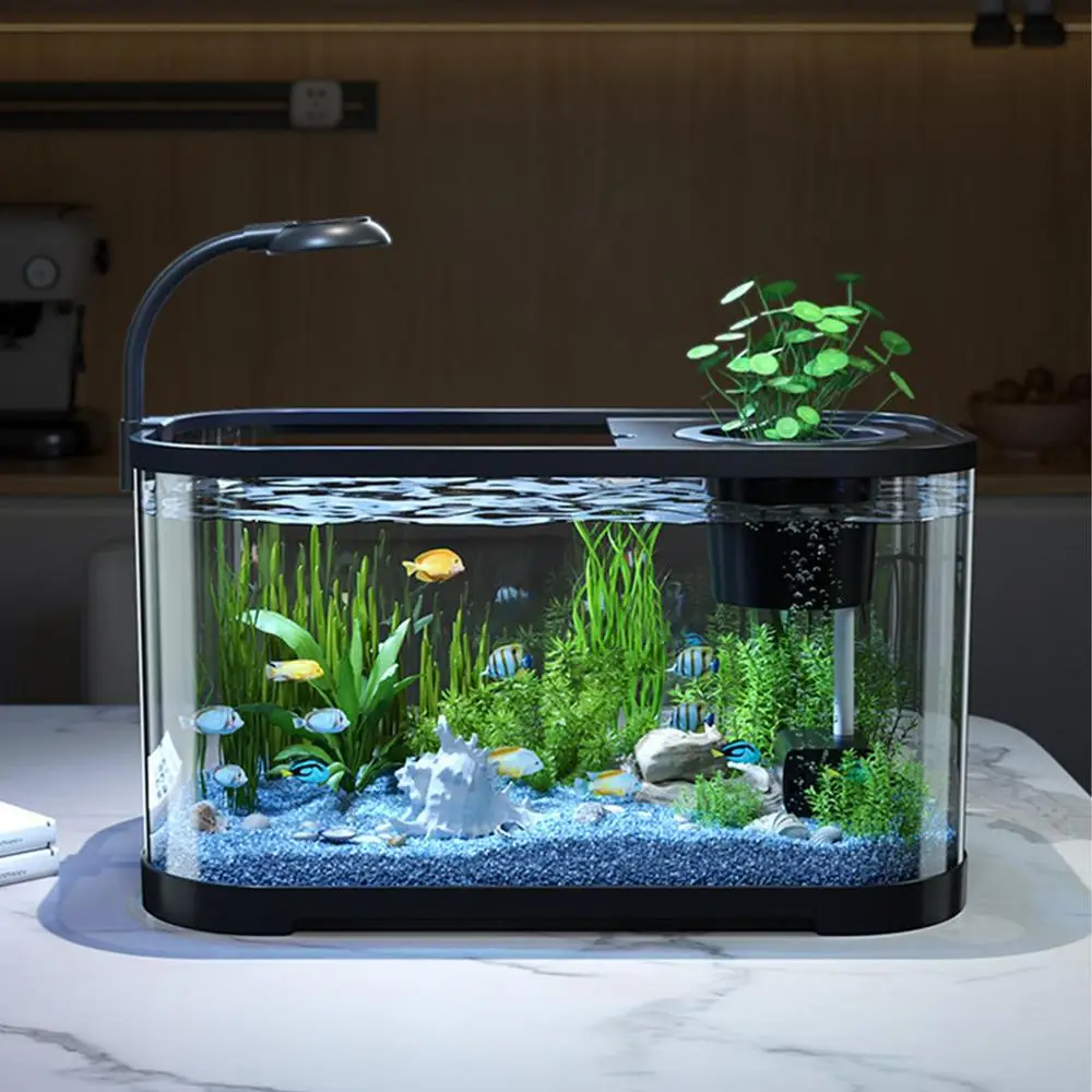 Small Aquarium Kit Betta Fish Tank for Beginners Desktop Beginner Aquarium Household Fish Bowl for Betta Tortoise Frog - Image 8
