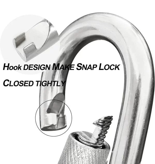 304 Stainless Steel Carabiners - Heavy Duty, Durable & Rust-Free Clips for Gym, Swing, Dog Leashes, Hammocks, Keychains - Image 3