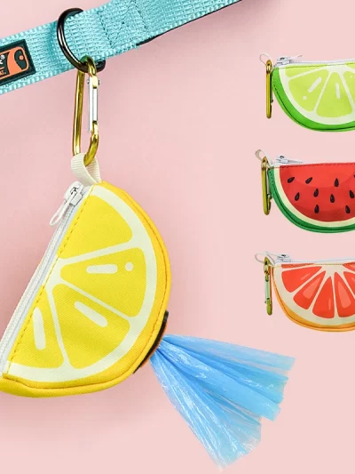 Cute fruit pet poop bag storage, can be connected to any dog ​​leash, bag and leash not included, limited special edition