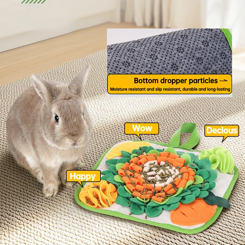 Pet Sniffing Mat Rabbit Feeding Mat Hamster Sniffing Training Toy Foraging Blanket Emotional Relief Slow Eating Pad