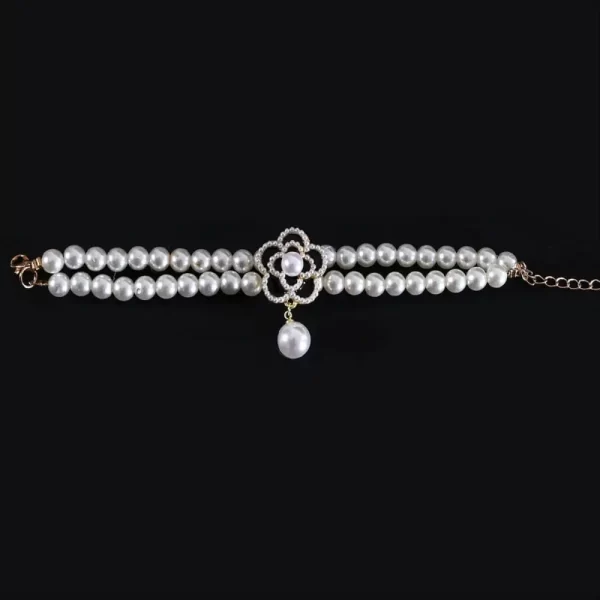 Pet Accessories Double Layer Pearl Pet Necklace Sweet Flower Pendant Cat Neck Chain Adjustable Pet Pearl Collar For Cats Puppy - Image 10