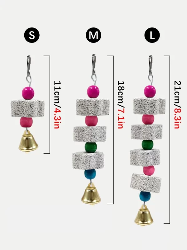 Bird Cage Toy Mineral Molar Stone Chewing Toy Flower Shape Hanging Type with Bells Sounding Toy for Parrot Bird Accessories - Image 11
