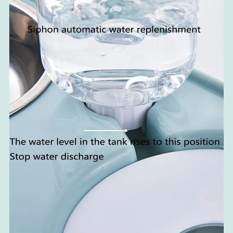 Dog And Cat Self-service Feeder Anti-knock Double Bowl Water Bottle Pet Supplies Stainless Steel Feeder Cat Drinking Fountain - Image 6