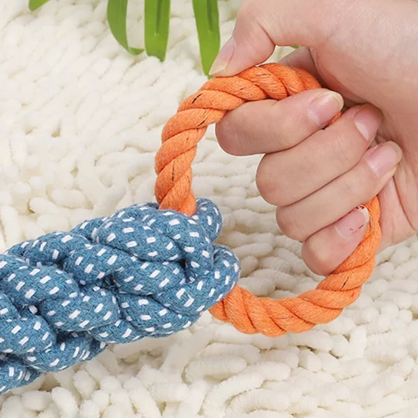 1PC Handwoven Pet Dog Toy for Teeth Cleaning And Chew Fun Random Color Natural Bite Rope Dog Plaything - Image 3