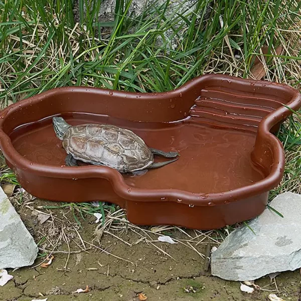 Turtle Feeding Dish Reptile Bathing Pool With Ramp And Basking terrace Aquarium Ornament For Turtle Bearded Dragon Gecko Yard - Image 2