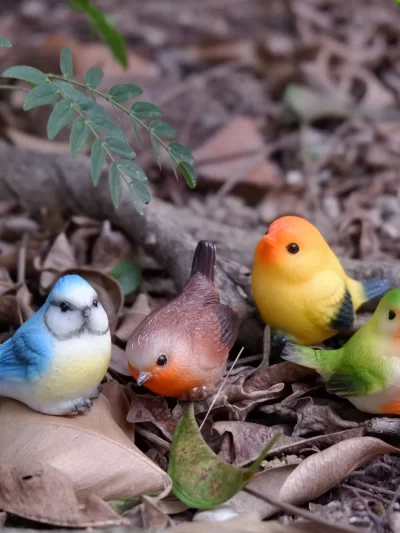 Figurines Miniatures Simulated Colored Bird Micro Landscape Ornaments For Home Decorations Room Decor DIY Dollhouse Accessories