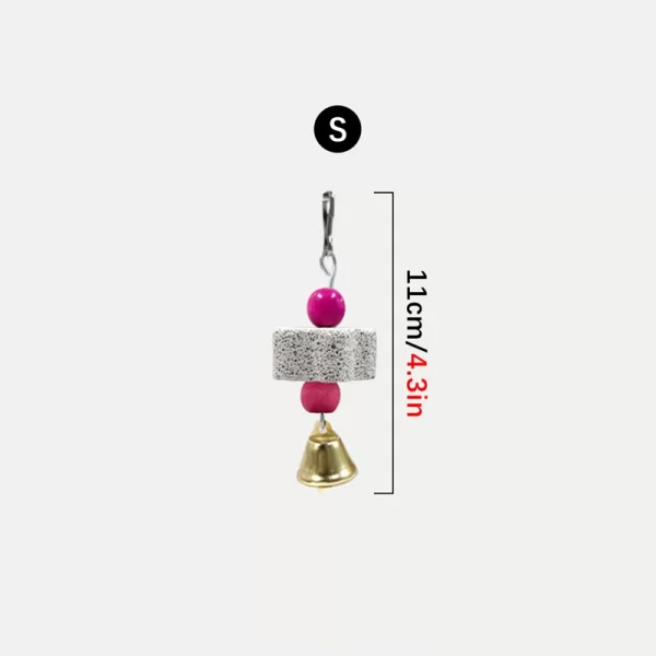 Bird Cage Toy Mineral Molar Stone Chewing Toy Flower Shape Hanging Type with Bells Sounding Toy for Parrot Bird Accessories - Image 7