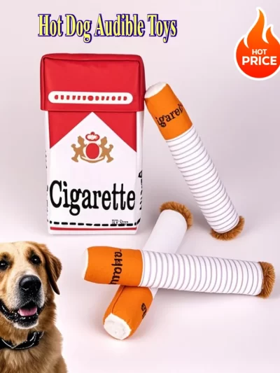 Funny Plush Interactive Cigarette Dog Toy - Good for Chewing A Giggle Gift Box for Dogs Who Love to Play! Accessories Toys Pet