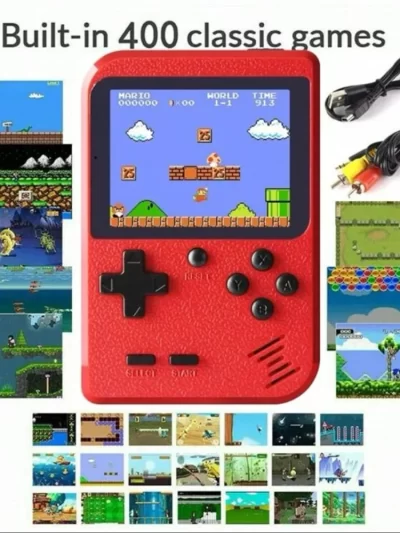 A Red Retro Classic Games Children's Handheld Small Game Console With Hundreds Of Game Charging Can Be Connected To The TV