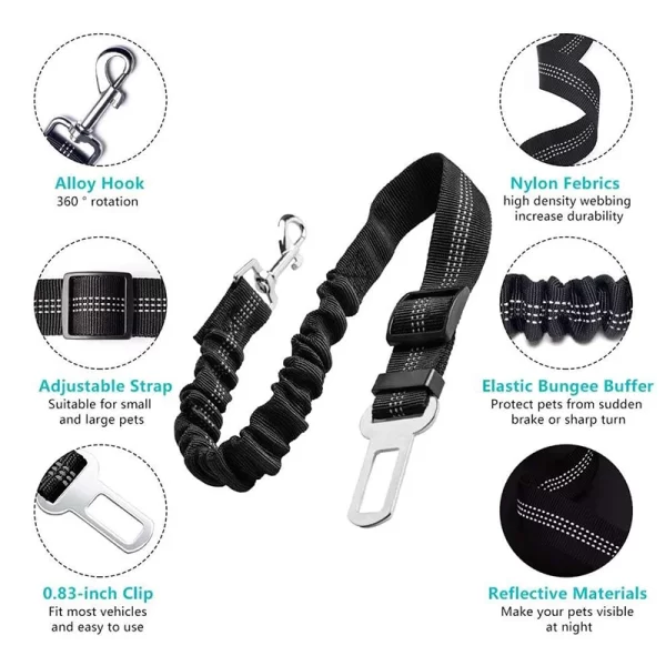 Dog Safety Leash Adjustable Retractable Cushioning Elastic Pet Leash Car Seat Seat Belt Safety Rope Tug Rope - Image 2