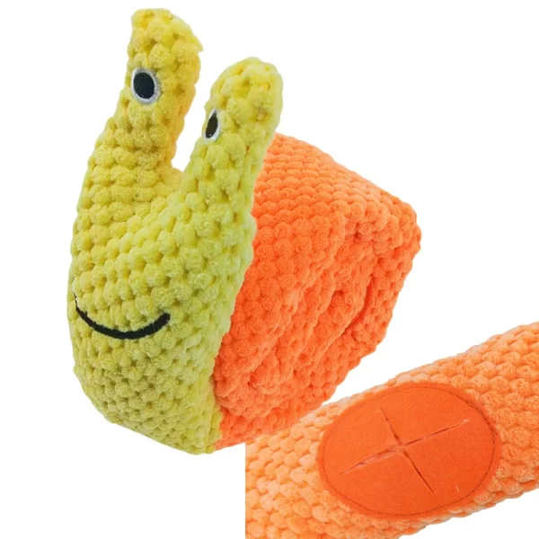 Dog Puzzle Feeder Interactive Toy Indestructible Plush Sound Squeak Puppy Toys For Resistant Foldable Snail Dogs Pet Supplies - Image 5