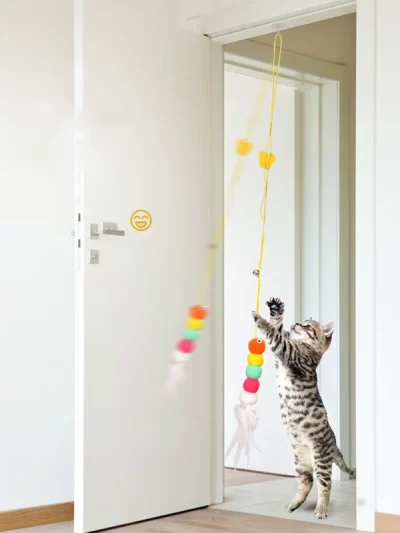Pet Cat Toys Funny Stick Kitten Self -hi Elastic Rope Dragonfly Shape Feather Bell Teasing Stick Hanging Swing Thousands
