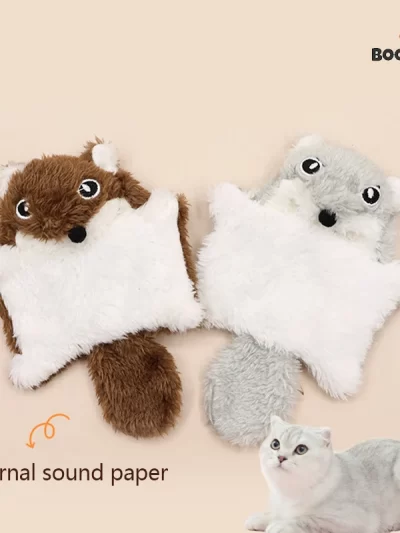 Interactive Cat Toys Cat Kicking Plush Toys for All Breeds Creative Flying Squirrel Kitten Sound Toy for Home Pet Room Living