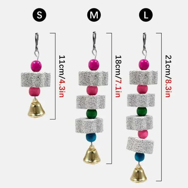 Bird Cage Toy Mineral Molar Stone Chewing Toy Flower Shape Hanging Type with Bells Sounding Toy for Parrot Bird Accessories - Image 3