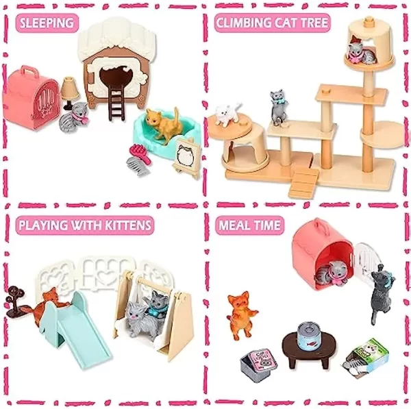 Children's Cat Toys Pretend Toys Cat Character Toy Set Children's Toys Interactive Cat Role Playing Realistic Cat Care Center - Image 4