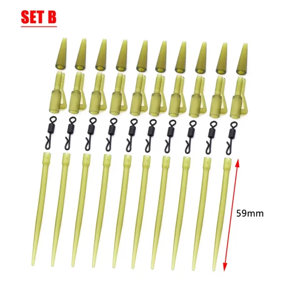 10 Set Carp Fishing Accessories Helicopter Hair Rig Tackle Kit Anti-tangle Sleeve QC Fishing Swivel Lead Clip For Fishing Tool - Image 8