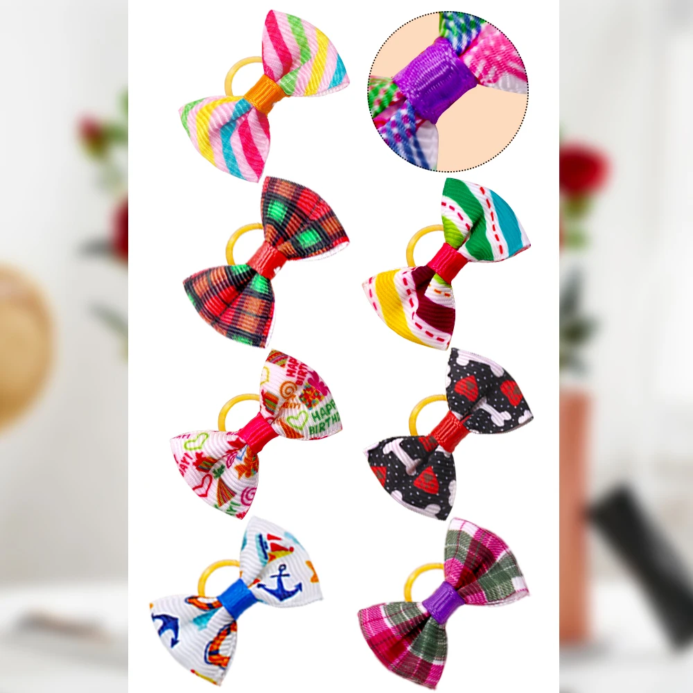 100pcs Pet Accessories Dog Hair bows Fashion Cute Dog Bows Rubber Bands Pet Hair Collar Decoration for Dog Accessories - Image 13