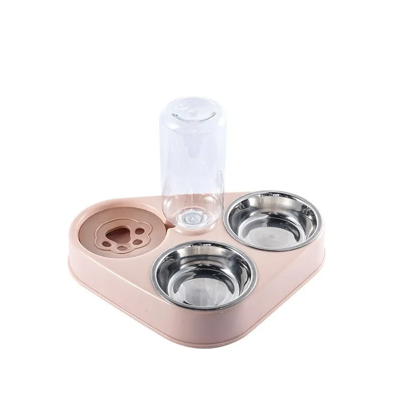 Dog And Cat Self-service Feeder Anti-knock Double Bowl Water Bottle Pet Supplies Stainless Steel Feeder Cat Drinking Fountain - Image 8