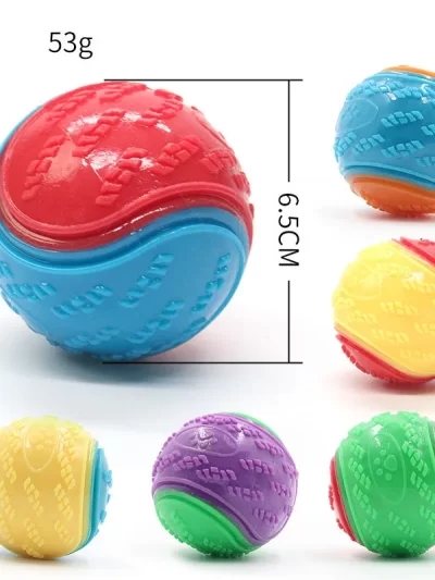 Dog Squeaky Toys Balls Strong Rubber Durable Bouncy Chew Ball Bite Resistant Puppy Training Sound Toy Teeth Clean Pet Supplies