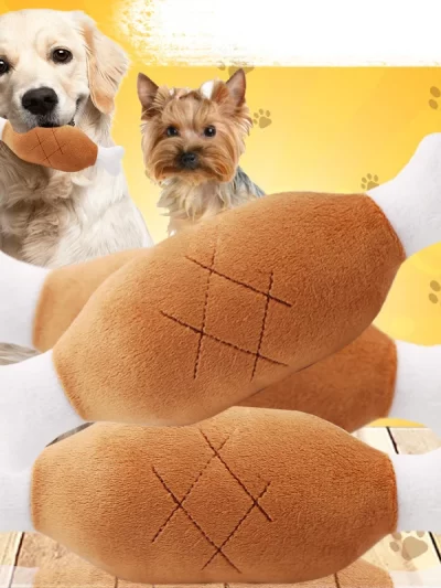 Cute Dog Toys Squeak Chew Chicken Leg Plush Interactive Toy For Cat Dog Accessories Pet Supplies Relieve Stress, Be Fun And Safe