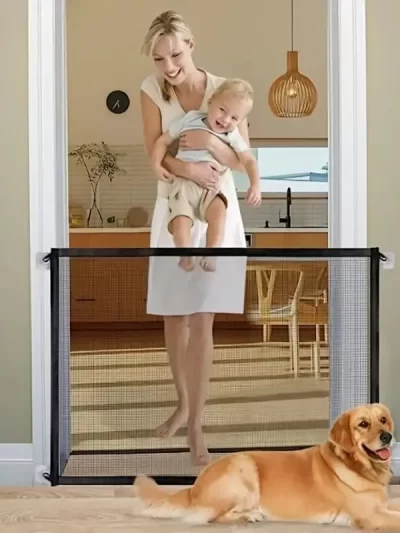 Pet Dog Gate Ingenious Mesh Dog Fence For Indoor and Outdoor Safe Pet Dog gate Safety Enclosure Pets Supplies Dropshippings 2024
