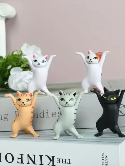 5pcs Dancing Cats Will Lift up Cat Figurines Decorated with Stylish Anime Cat Toys for Desktop Storage