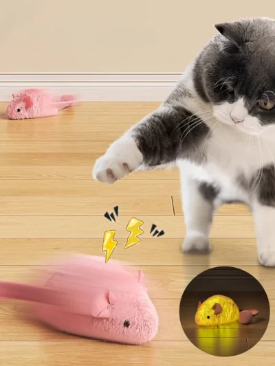 Interactive Plush Mouse Cat Toys Simulation Mice Kitten Self-Playing Plush Toys Indoor Pet Cats Chew Toy