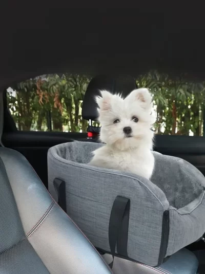 Portable Pet Car Seat with Detachable Armrest Pillow Lift Seat Safety Buckle and Central Control for Medium Small Dogs and Cats