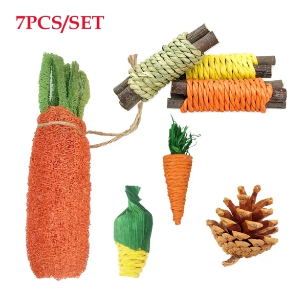 31/14/9/7pcs Guinea Pig Rabbit Chew Toys Tooth Cleaning Toy for Bunny Hamster Molar Toys for Teeth Health Rabbit Accessories - Image 2