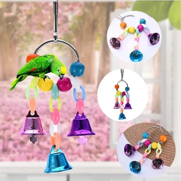 12pcs Pack Bird Toy Cage Bird Accessories Wood Parrot Toys Bird Toy Swing Suspension Bridge Ball Cage Bells Pet Supplies Set - Image 4