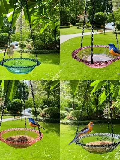 Hanging bird baths and feeders, outdoor bird food trays, bird food racks, garden decorative bird food racks