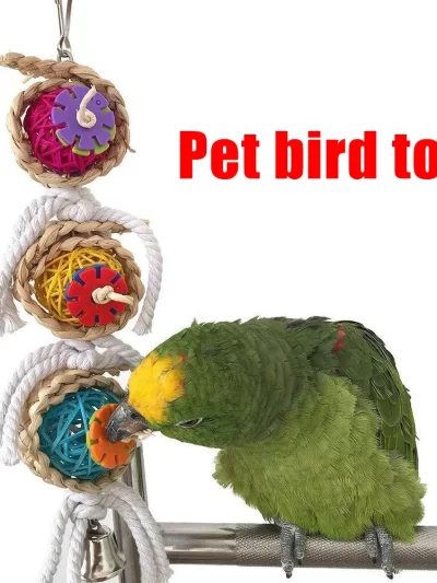 Bird Toys, Parrot Toys with Bells, Parrots Cage Chewing Toy Multicolored Bite Toys for Macaw Cockatoo Pet Birds Accessories