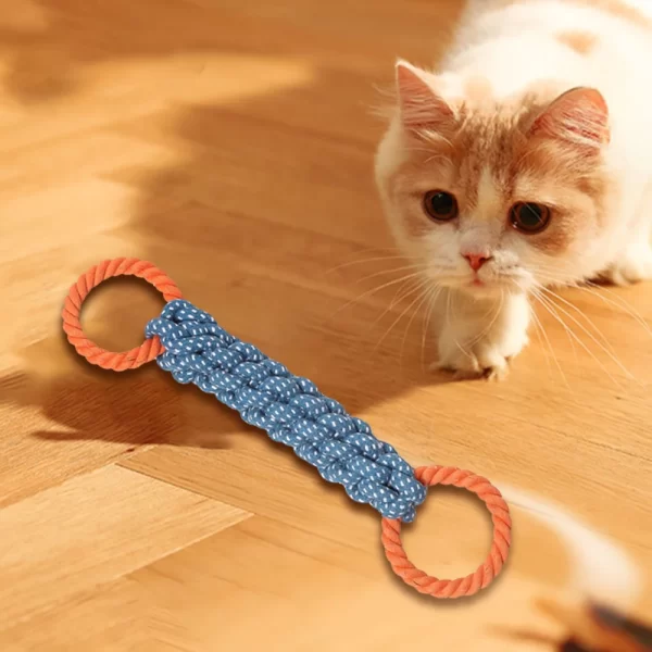 1PC Handwoven Pet Dog Toy for Teeth Cleaning And Chew Fun Random Color Natural Bite Rope Dog Plaything - Image 4