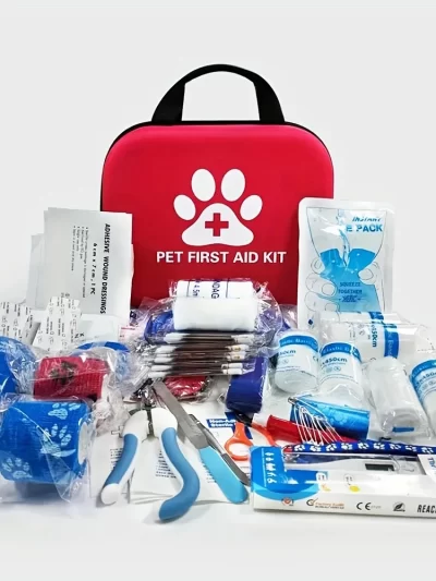 61pcs portable EVA emergency dog ​​and cat pet first aid kit set for outdoor travel and camping with medical supplies