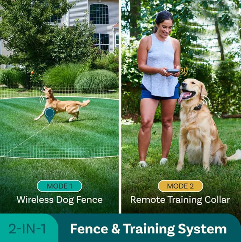 2 IN 1 Wireless Electronic Dog Fence System & Remote Training Collar Beep Shock Vibration and Pet Containment For All Puppy Size - Image 3