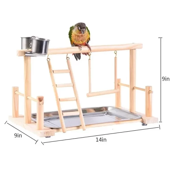 1Pc Pet Bird Toy Activity Center Birdcage Stands with Bird Perch Ladder Hammock Feeder Playground for Cockatiel Parrot - Image 8
