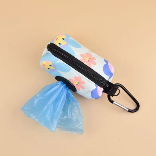 Flower Print Cute Design Pet Poop Bag Holder Dispenser Without Poop Bag Can Attached Any Dog Leashes - Image 3