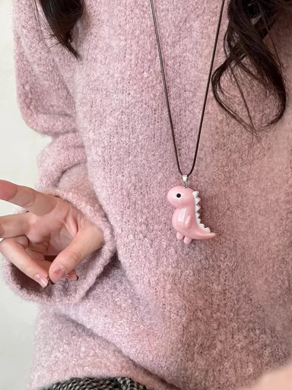 Sweet Cute Elephant Dinosaur Pendant Necklace for Women Men Fashion Long Rope Chain Necklace Vintage Y2K Jewelry Accessories - Image 4