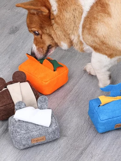 Interactive Treat, Feeder, Pet Toys, Nosework Training, Sniffing,Tissue Box Snuffle Toy for Cats Dogs