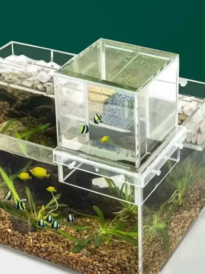 Landscaping Negative Pressure Fish Tank Easy to Install Unique Acrylic Suspended Fish Tank Eye-catching