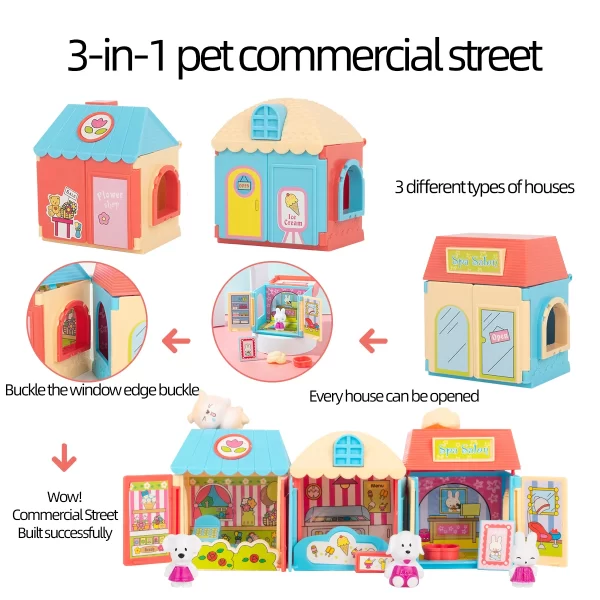 Pretend Play Toy Fashion Mini Pets Cat House Toys For Children Play House Interactive Cat Care Center Toy Accessories Kids new - Image 5