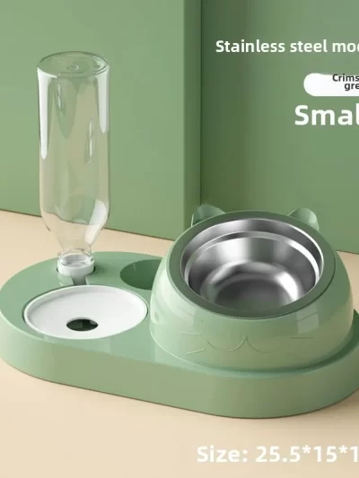 New 2-in-1 Cat Bowl Water Dispenser Automatic Water Storage Pet Dog Cat Food Bowl Food Container with Waterer Pet Waterer Feeder
