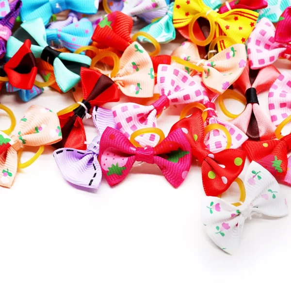 Dog Bow 200PCS Hair Accessories Cute Puppy Bow Handmade Removable Bow With Rubber Band For Dogs and Cat Wholesale Pet Supplies - Image 6